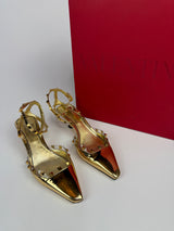 Valentino Gold Rockstud Couture Mirrored Pumps(Size 38/UK5)