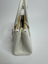 Prada Galleria Tote Small In White Saffiano Leather