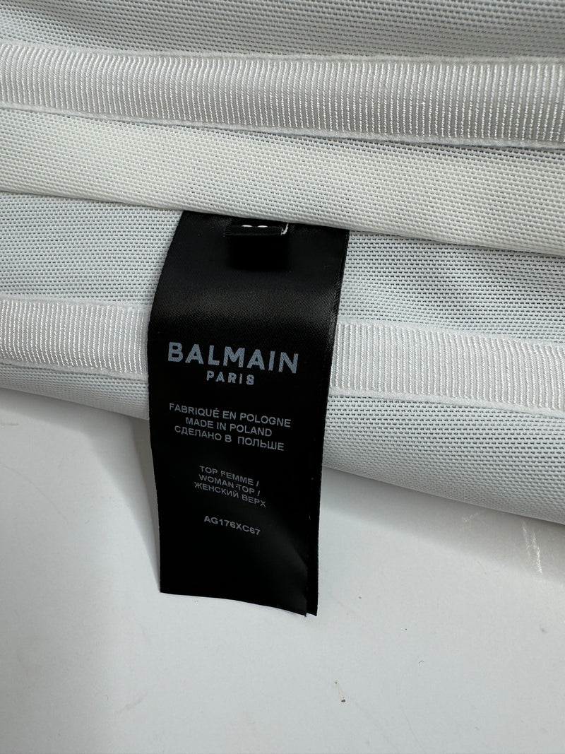 Balmain Tweed Button Detail Top (Size 36/UK8)