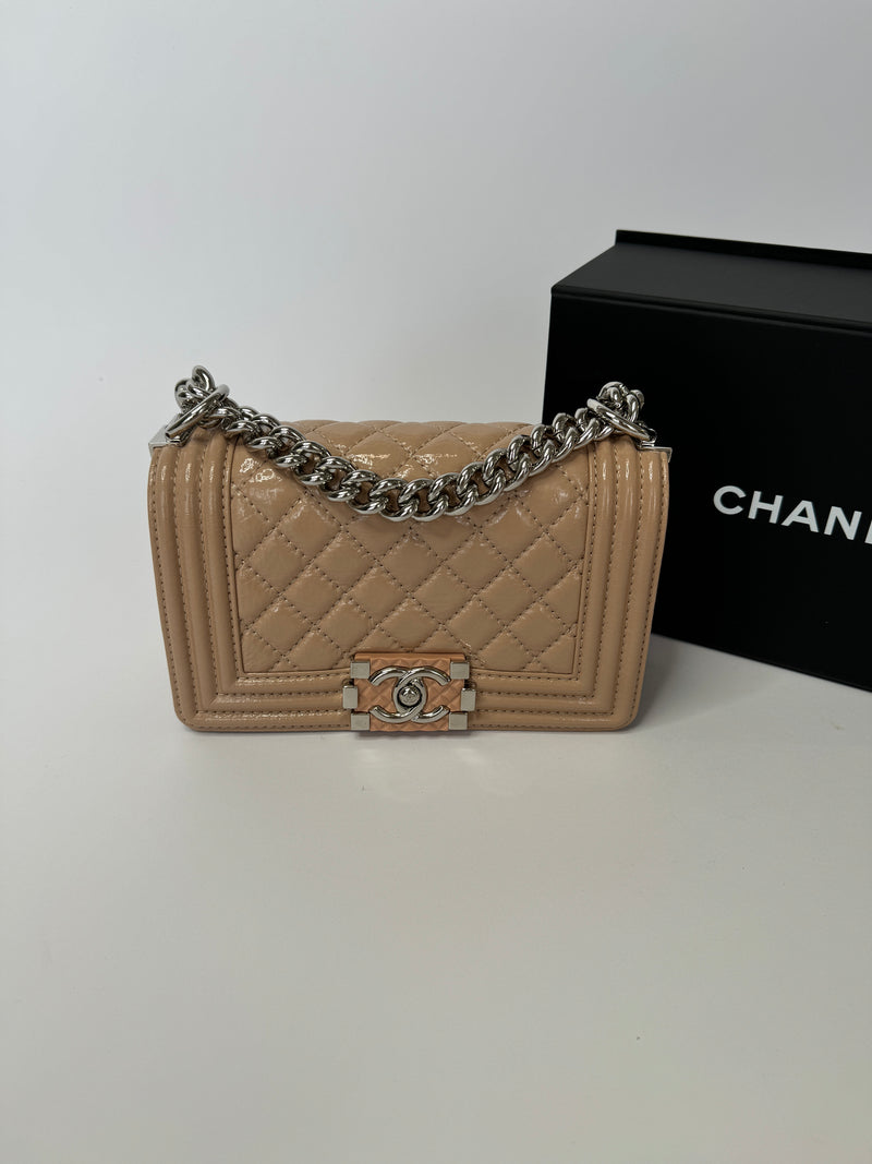 Chanel Small Boy Bag In Blush Calfskin Leather SHW