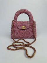 Chanel Mini Kelly Bag In Pink Tweed GHW