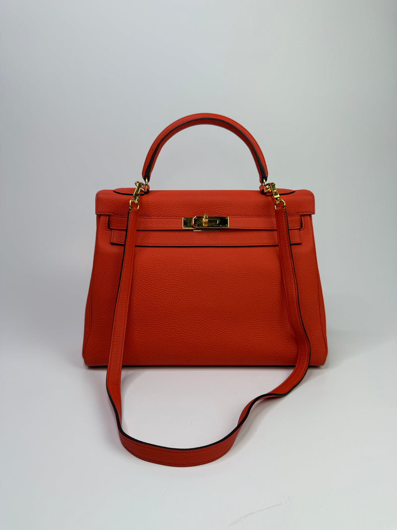 Hermès Kelly 32 In Cappucine Togo Leather GHW