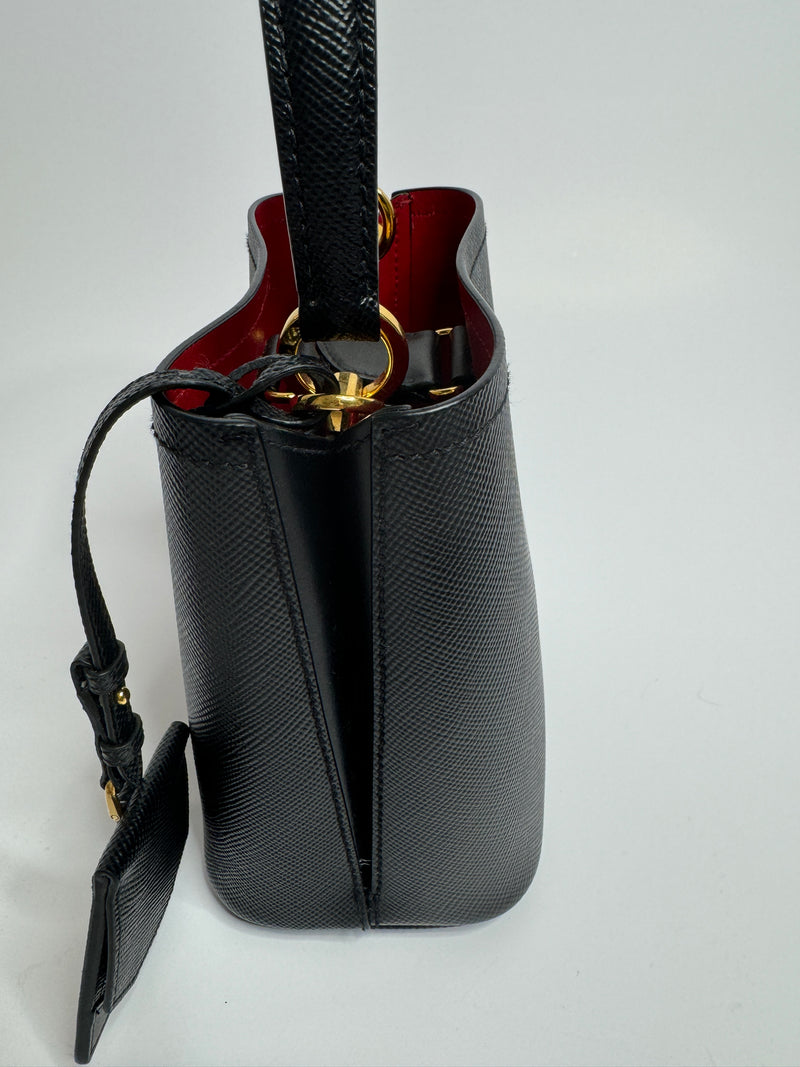 Prada Panier Small Bag In Black Saffiano Leather
