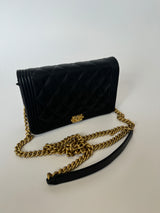 Chanel Boy Wallet On Chain In Black Caviar GHW