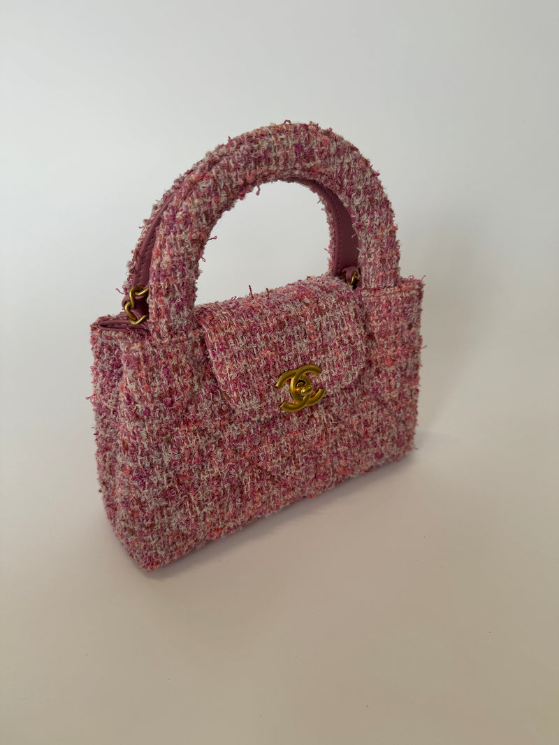 Chanel Mini Kelly Bag In Pink Tweed GHW