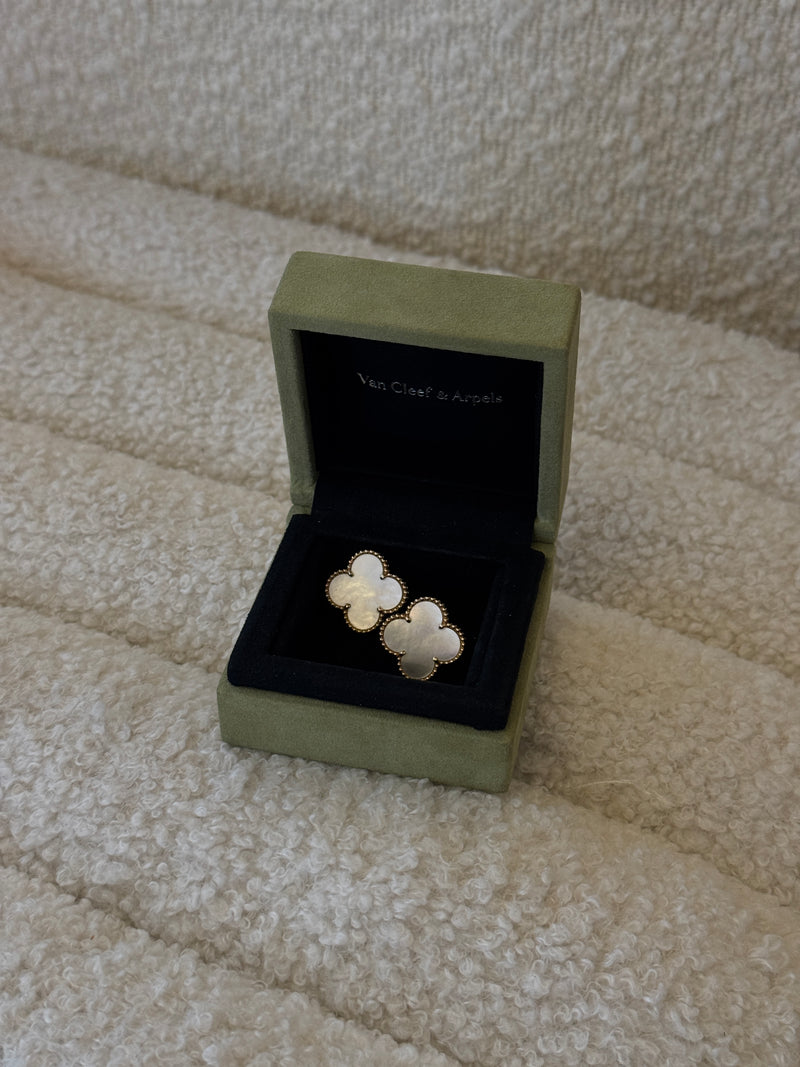 Van Cleef & Arpels Magic Alhambra Mother-of-Pearl 18K Yellow Gold Earrings