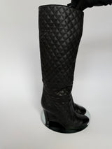 Chanel Diamond Quilted Knee Boots (Size 37.5/UK4.5)