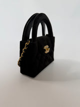 Chanel Micro Kelly Bag In Black Velvet GHW