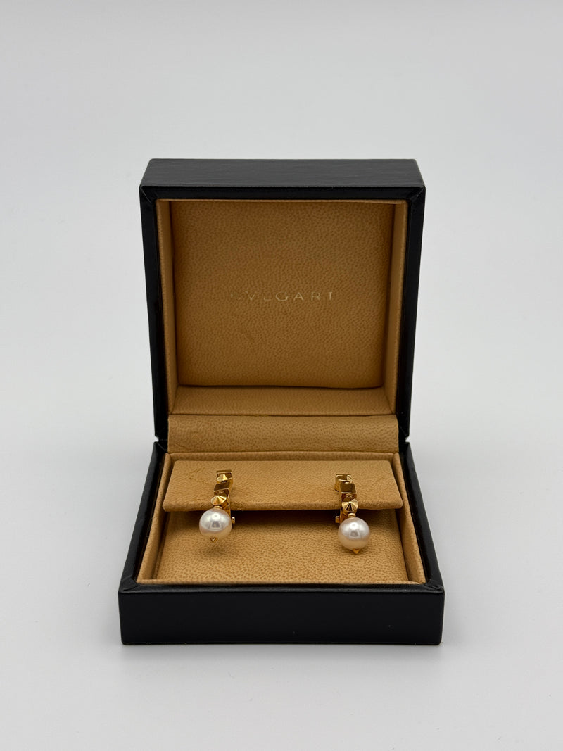 Bvlgari Lucea Pearl Drop Earrings 18kt Yellow Gold