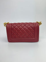 Chanel Small Boy Bag In Burgundy Caviar With GHW