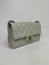 Chanel Mini Rectangle In Light Grey Lambskin With PGHW