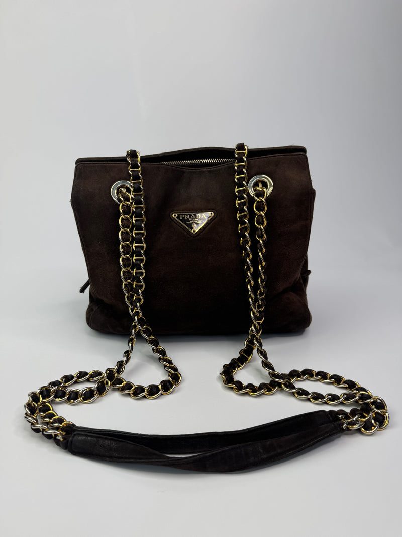 Prada Dual Handle Chain Tote Bag