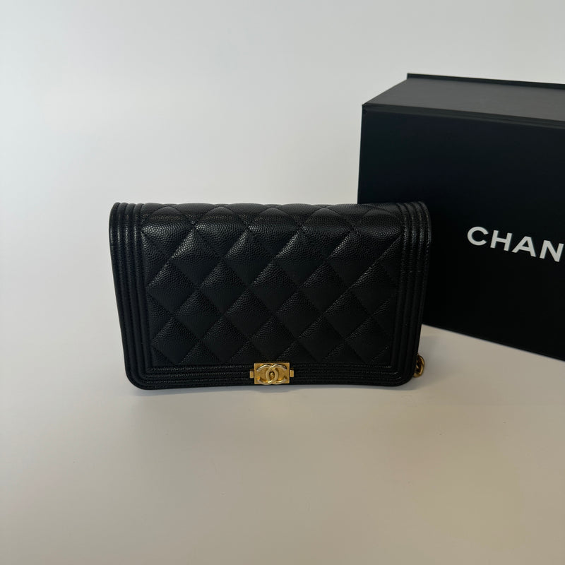 Chanel Boy Wallet On Chain In Black Caviar GHW