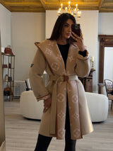 Louis Vuitton Belted Double Face Hooded Wrap Coat  (Size FR44/ UK16)