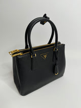 Prada Medium Galleria Tote In Black Saffiano Leather