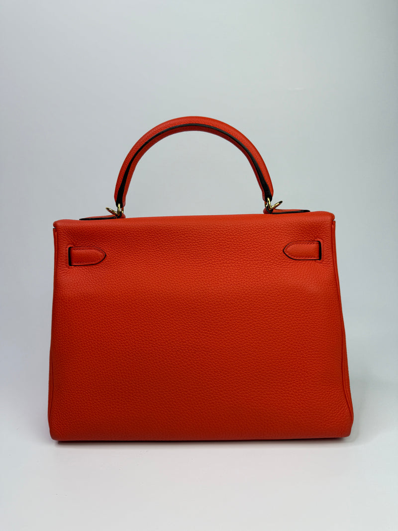 Hermès Kelly 32 In Cappucine Togo Leather GHW