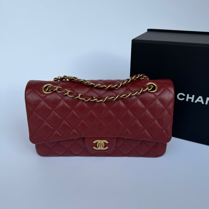 Chanel Medium Classic Quilted Flap Iridescent Burgundy Caviar GHW