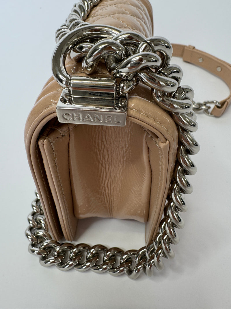 Chanel Small Boy Bag In Blush Calfskin Leather SHW