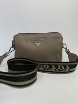 Prada Grey Saffiano Leather Crossbody Bag