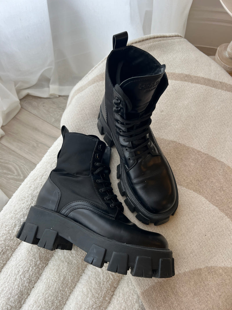 Prada leather and nylon boots sale