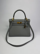 Hermès Kelly 28 In Gris Mouette Togo Leather GHW