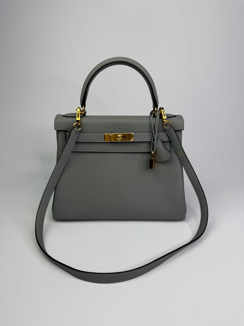 Hermès Kelly 28 In Gris Mouette Togo Leather GHW