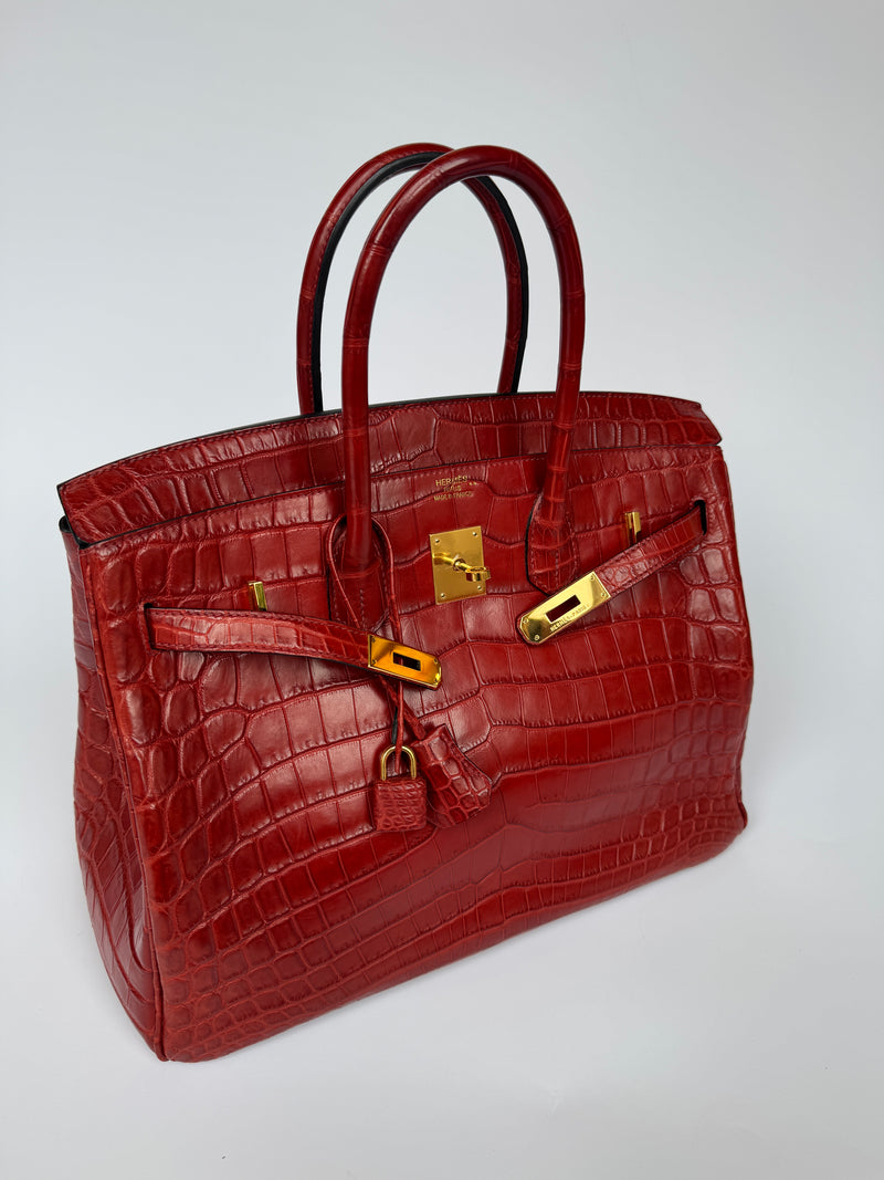 Hermès Birkin 35 Rouge H Niloticus Crocodile GHW