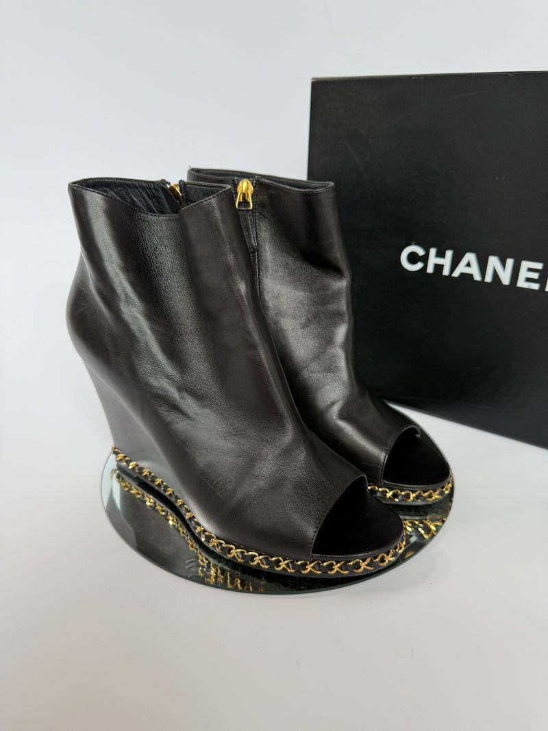 Chanel CC Chain Me Peep Toe Wedge (Size 40/UK7)