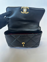 chanel 19 small in black lambskin leather 4