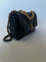 chanel 19 small in black lambskin leather 4