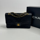 Chanel Vintage Black Lambskin Leather Medium Classic Double Flap