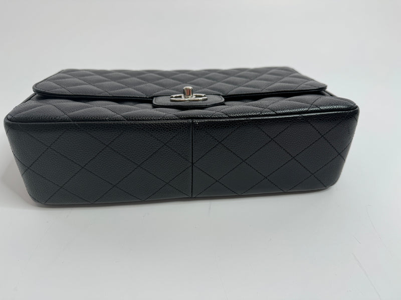 Chanel Black Caviar Leather Jumbo Classic Single Flap