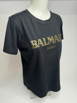 Balmain Black Logo T-Shirt (Size Large / UK 12)