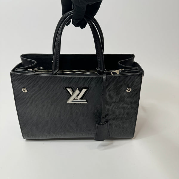 Louis Vuitton Black Patent Epi Leather Twist Cuff with Gold