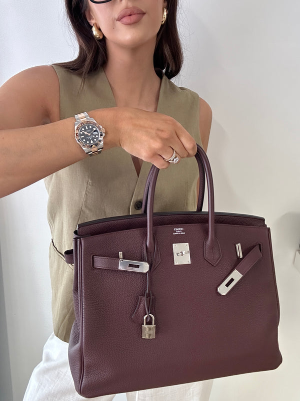 Hermès Birkin 35 In Rouge Togo With Palladium Hardware