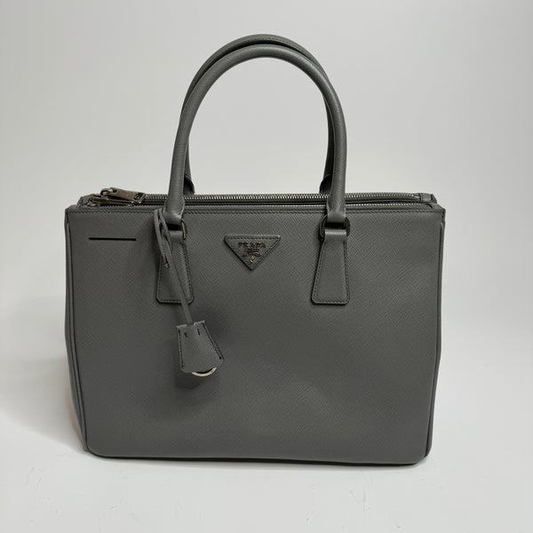 Prada Grey Saffiano Leather Galleria Tote