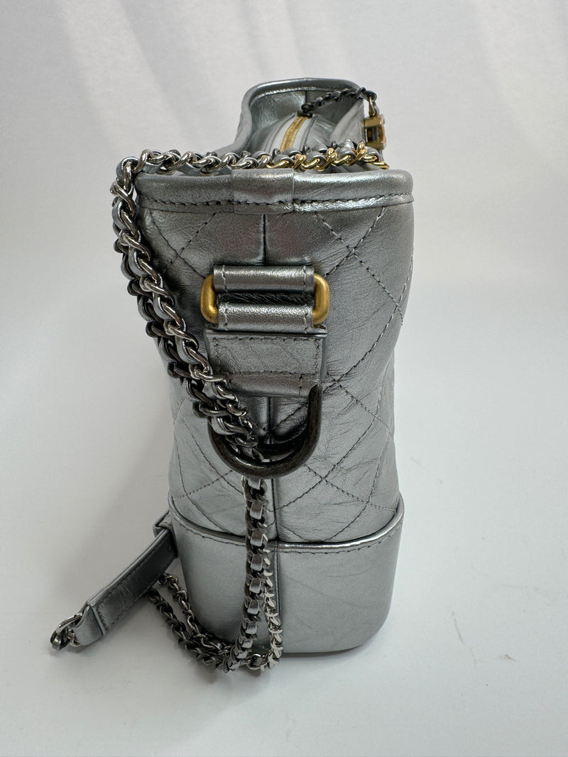 Chanel Large Gabrielle Bag in Silver Calfskin