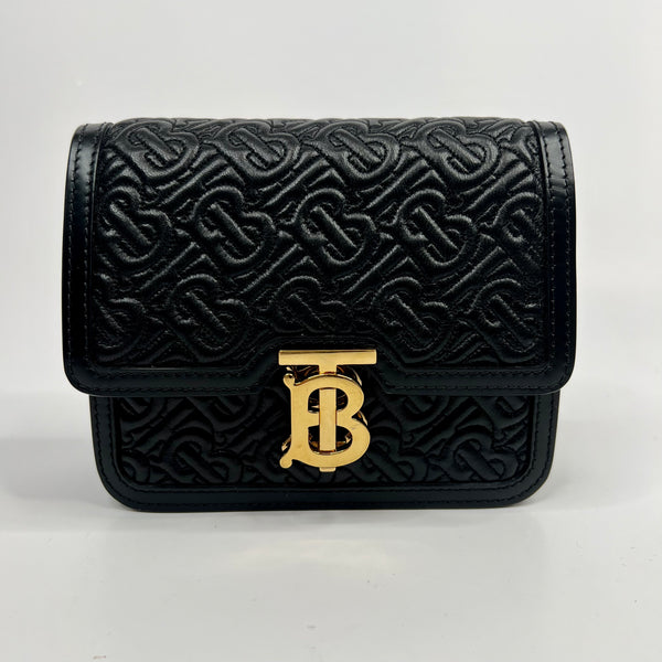 Burberry Tb Monogram Quilted Small Shoulder Bag in Black